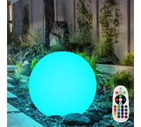 Lampadaire, lampadaire, lampe à brancher, lampe de chemin, lampe sphérique, lampe de jardin, télécommande, batterie dimmable, changement de couleur IP44, blanc, LED blanc chaud, DxH 30x29cm