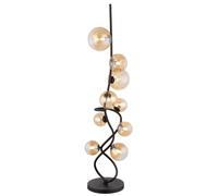 Lampadaire lampadaire lampe de salon boule de verre noir 9 flammes ambre H 122 cm