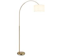 Lampadaire Lampadaire Salon Courbes Laiton mat Abat-jour tissu H 195 cm