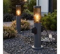 Lampadaire Lampe à Pied Éclairage D'Extérieur Prise Inox Terrasses 2er Set