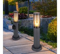 Lampadaire Lampe à Pied Éclairage D'Extérieur Prise Inox Terrasses 2er Set