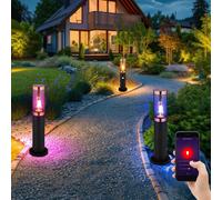 Lampadaire Lampe à Pied Extérieure Détecteur de Mouvement Smart RGB LED Noir 3x