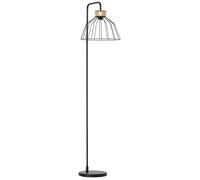 Lampadaire lampe à pied - HOMCOM - design élégant en métal avec décoration en rotin pour maison bureau café - 44 x 34 x 154 cm noir