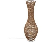 Lampadaire, lampe à poser en rotin tressé coloris beige et métal noir - diamètre 37,5 x Hauteur 101,5 cm - -