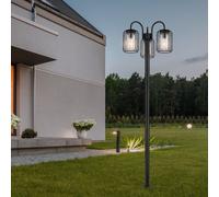 Lampadaire LED Lanterne extérieure Rétro Lampe d'allée en acier inoxydable Lampe de terrasse résistante aux intempéries Lampe de jardin, tiges métalliques, noir, 3x E27 LED blanc chaud, DxH 48,5x180 c