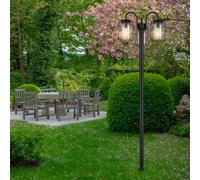 Lampadaire Lampe Candélabre de Jardin Acier Inoxydable Noir 3x E27 Hauteur 180cm