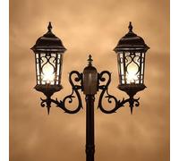 Lampadaire Lampe D’extérieur Lampe D’extérieur, Lampadaire à 2 Lumières, Lampadaire D’extérieur, Lampe De Poteau D’extérieur, Lampe De Poteau Hau, Black, Height 320cm