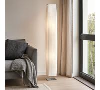 Lampadaire avec abat-jour textile, lampe de salon à 2 lampes, sur pied, blanc, métal, 2 douilles E27, LxlxH 14x14x119 cm