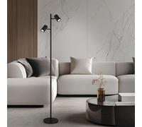 Lampadaire 2 flammes Lampe de salon Lampadaire Spots orientables Lampe sur pied noire, métal aluminium, 2x GU10, H 158 cm