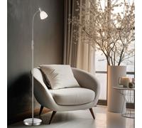 Lampadaire lampe de salon lampadaire lampe de chambre lampadaire, métal verre nickel blanc, spot mobile, E14, H 146 cm