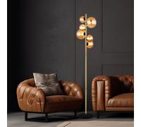 Lampadaire Lampe de Chambre Boule de Verre Accumulateur Luminaire LED H 155 CM