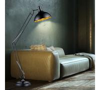 Lampadaire Lampe De Lecture 1X E27 Noir Or H 180 Cm