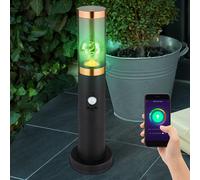 Lampe d'extérieur, fumée, applique murale, cuivre, lampadaire, détecteur de mouvement, noir, piquet de sol universel, contrôle par application, dimmable, Smart RGB LED 10W 806Lm 2700-6400K