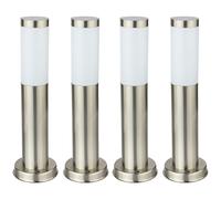 Lampadaire Lampe de rue Borne d'éclairage extérieur Lampe à colonne, IP44 résistant aux intempéries, acier inoxydable argenté opalin, 1x douille E27, DxH 45x7,6cm, 4er Set