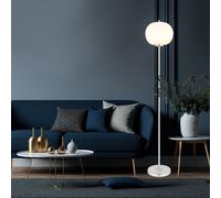 Lampadaire Abat-jour en verre opalin Lampe sur pied argentée Lampe de salon sur pied, métal nickel, douille E27, DxH 30x160 cm
