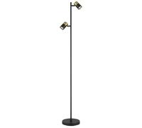 Lampadaire Lampe de salon Interrupteur à pédale noir cuivré, aluminium métal, 2x GU10 douilles, LxlxH 21,5x23x154 cm