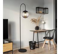 Lampadaire Lampe de Salon Lumière Arc Verre Bille Fumée Noir Chambre à Coucher