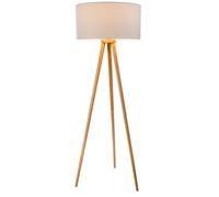 Lampadaire Lampe De Salon Trépied Métal Bois Chêne H 150 Cm