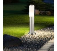 Lampadaire d'extérieur lampe de pied lampe de chemin lampadaire lampe de jardin, plastique acier inoxydable argent, 1x E27, H 45 cm