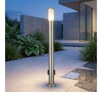 Lampadaire Lampe D'Extérieur Borne Lumineuse LED de Jardin Inox Prises H 110 CM