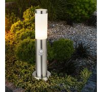 Lampadaire Lampe D'Extérieur Détecteur de Mouvement IP44 Inox Opale Argent 45cm