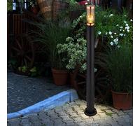 Borne lumineuse d'extérieur lampes de jardin noir IP44, lampadaire terrasse balcon, acier inoxydable cuivre fumé, 1x douille E27, DxH 12,7x110cm