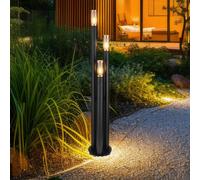 Lampadaire, éclairage de chemin, lampe d'extérieur en acier inoxydable, lampe de jardin, noir, cuivre fumé, 3 ampoules E27, DxH 28 x 170 cm