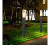 Lampadaire Lampe D'Extérieur Inox Anthracite Détecteur de Mouvement 2er Set