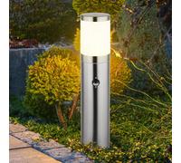 Borne lumineuse avec détecteur de mouvement Outdoor Eclairage extérieur Lampadaire de jardin Lampadaire détecteur de mouvement, acier inoxydable argent, 1x LED 15W 1250Lm blanc chaud