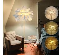 Lampadaire Lampe en Plumes d'autruche Naturelle lampadaire Moderne pour Salon LED Lampe sur Pied avec Interrupteur au Pied Finition dorée Abat-Jour en Plumes élégantes pour décor