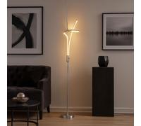 Lampadaire Lampe LED de Chambre Chrome Design Légèrement Courbé H 145 CM