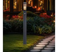 Borne lumineuse détecteur de mouvement éclairage extérieur lampes de jardin anthracite IP44, lampadaire patio balcon, acier inoxydable couleur fumée, 1x douille E27, DxH 12,7x110cm