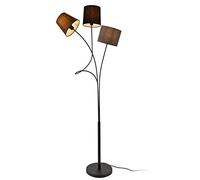 Lampadaire Premium XL [lux.pro] Lampadaire Lampe sur Pied avec 3 Douilles Métal et Tissu 3 x E14 Hauteur 146 cm 3 Abat-jour Marron Noir Gris Armature Noir