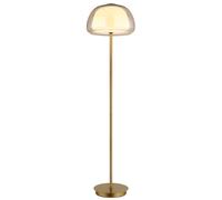Lampadaire, lampe sur pied, lampe de bureau, métal, doré, verre ambré, LED à intensité variable, H 150 cm