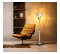 Lampadaire, lampe sur pied, lampe de lecture, 4 lumières, couleur or, aspect cristal, H 165 cm