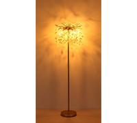 Lampadaire, lampe sur pied, lampe de salon, cristaux de verre dorés, couleur ambre, hauteur 155 cm