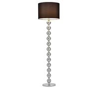 Lampadaire Lampe sur Pied Métal Tissu Noir Chrome Hauteur : 155 cm Diamètre de l'Abat-jour : 48 cm Douille : 1 x E27