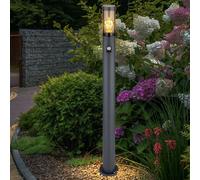 Lampadaire détecteur de mouvement borne lumineuse extérieur lampes de jardin anthracite IP44, lampadaire patio balcon, acier inoxydable couleur fumée, 1x douille E27, DxH 12,7x110cm