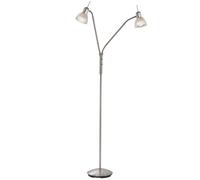 Lampadaire LED 2-f.Daytona nickel, verre alab. Blanc avec 2xE14.3W, LED H: 152cm, verre 10cm, commutable séparément avec bras flexible