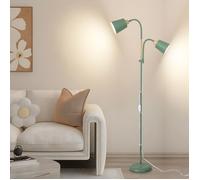 Lampadaire LED à double tête, douille E27, max60W, rotation à 360°, finition métallique vintage-moderne, ampoule non incluse,vert