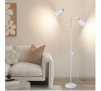 Lampadaire LED à double tête, douille E27, max60W, rotation à 360°, finition métallique vintage-moderne, ampoule non incluse,blanc