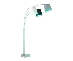 Lampadaire LED à intensité variable avec télécommande, lampe à arc pour salon, lampadaire gris, plafonnier, projecteur à trois lampes, abat-jour en tissu, changement de couleur RVB, 3x 8,5W 3x 806lm