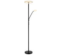 Lampadaire LED à intensité variable Lampadaire noir avec lampe de lecture flexible, métal acrylique, 28W 2100lm blanc chaud, DxH 30 x 180 cm