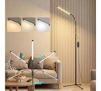 Lampadaire LED à intensité variable, réglable, noir avec col de cygne, trépied et 3 températures de couleur, lampe sur pied pour salon, chambre à coucher, bureau