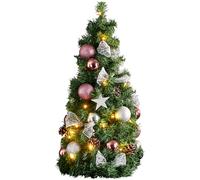 Lampadaire LED Arbre de Noël Sapin de Noël Décoration intérieure X-Mas Timer, fonctionnant sur piles, métal-plastique bois, blanc chaud, 42x LED, DxH 34x65 cm