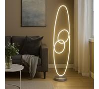 Lampadaire LED argent Lampe sur pied Alu Lampe design CCT Lampe de salon sur pied, fonction mémoire, 39W 2200Lm blanc chaud froid, H 122 cm
