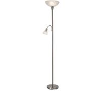 Lampadaire LED avec lampe de lecture Salon Lampadaire Liseuse Plafonnier nickel opale, lampe de lecture flexible, 1x E27 1x E14 LED, DxH 43,5x180 cm