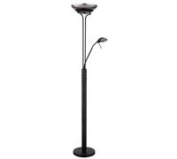 Plafonnier LED lampadaire lampe de salon lampadaire lampe de chambre, verre métal fumé noir, spot de lecture orientable, H 180 cm
