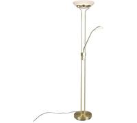 Lampadaire LED avec variateur - SUTEO - 27 W + 4,5 W - Laiton mat - Verre albâtre blanc - 180 cm - Économie d'énergie