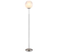 Lampadaire LED Boule de verre Lampe sur pied chromée Lampe de salon sur pied, interrupteur à pied, 4W 320lm blanc chaud, DxH 25x154,5 cm